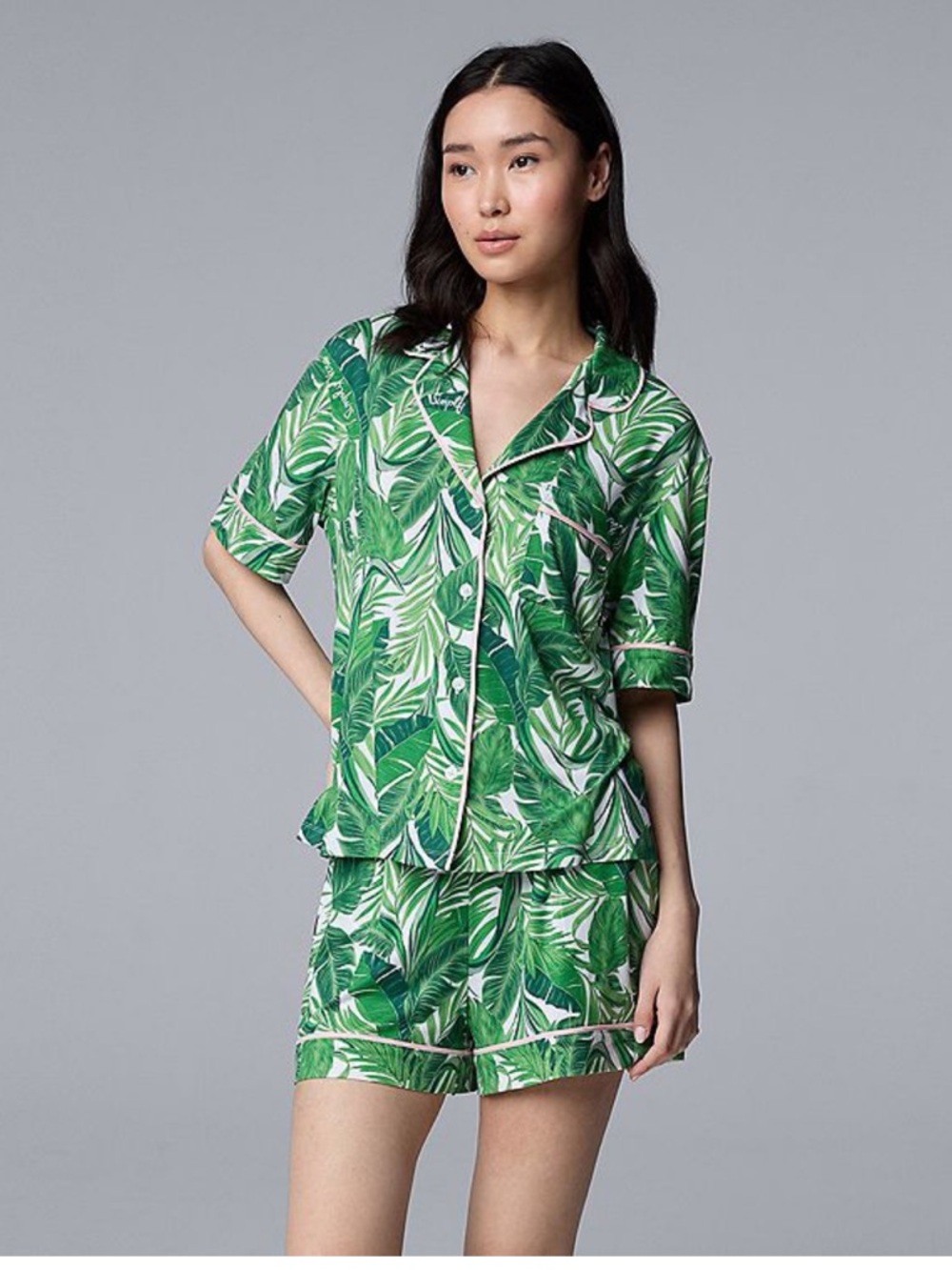 NWT Women's Simply Vera Vera Wang Tropical Theme Palm Trees Pajama Set XXL
